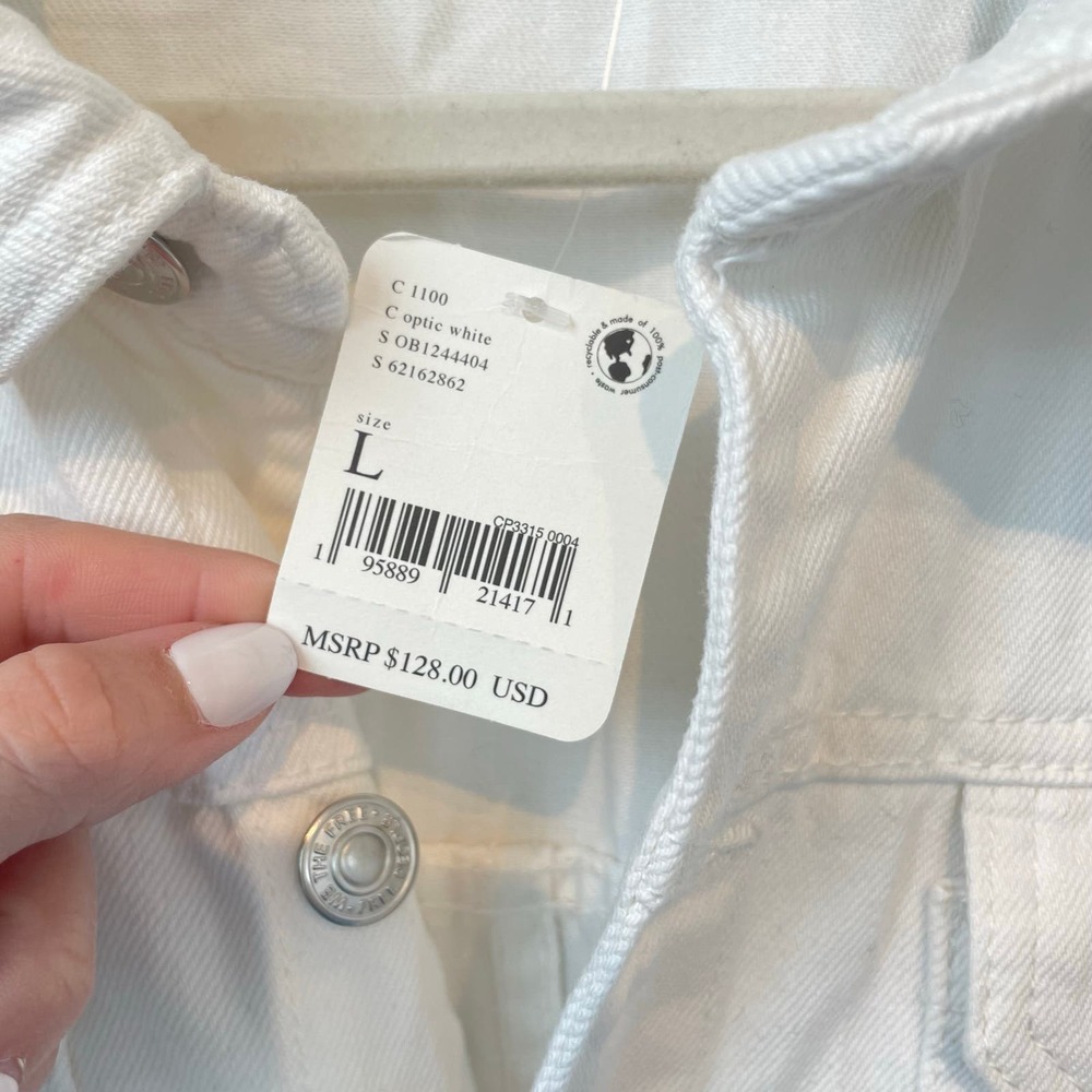 Free People We The Free Marci Jumpsuit Size Large Optic White Cotton Denim - Picture 8 of 15